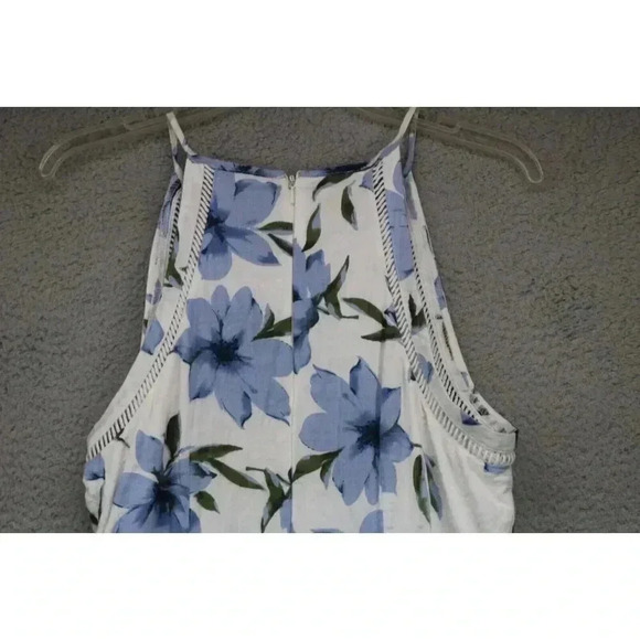Lulus Zahara Blue and White Floral Midi Dress-Size XL-Lined-Handkerchief Hem - Picture 6 of 8